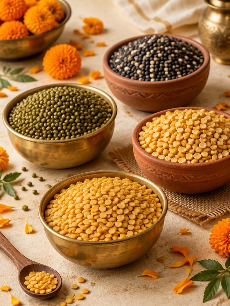 Bowls of pulses and dals