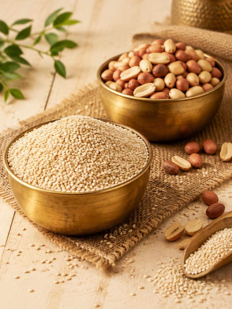 Groundnuts and sesame seeds